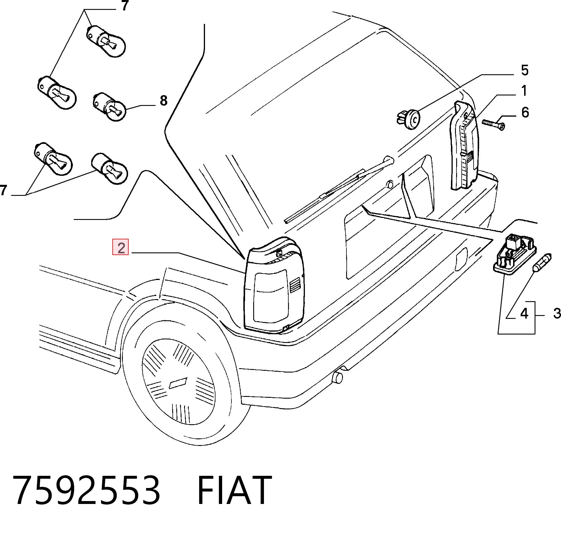 Lampa zespolona tylna lewa do Fiat Tipo  160