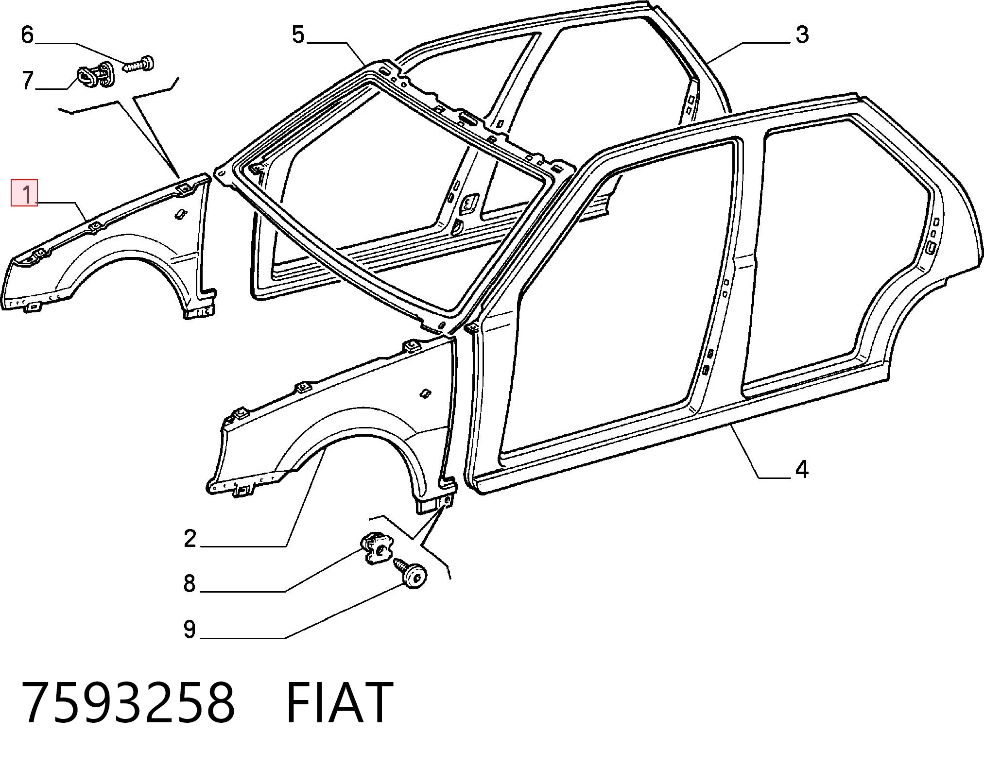 Błotnik przedni prawy do Fiat Tempra  159