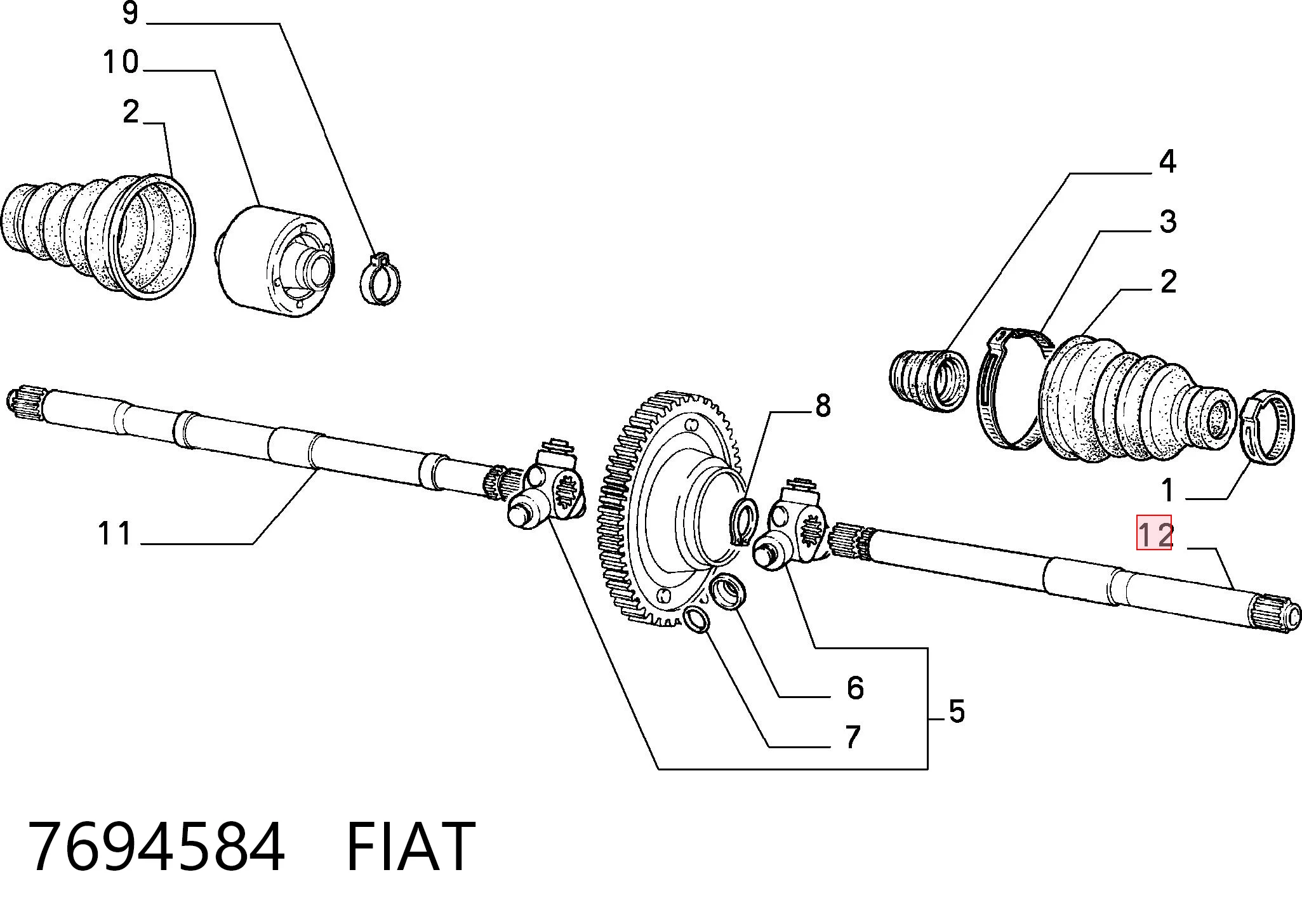 Półoś napędowa przednia lewa do Fiat Marea  185
