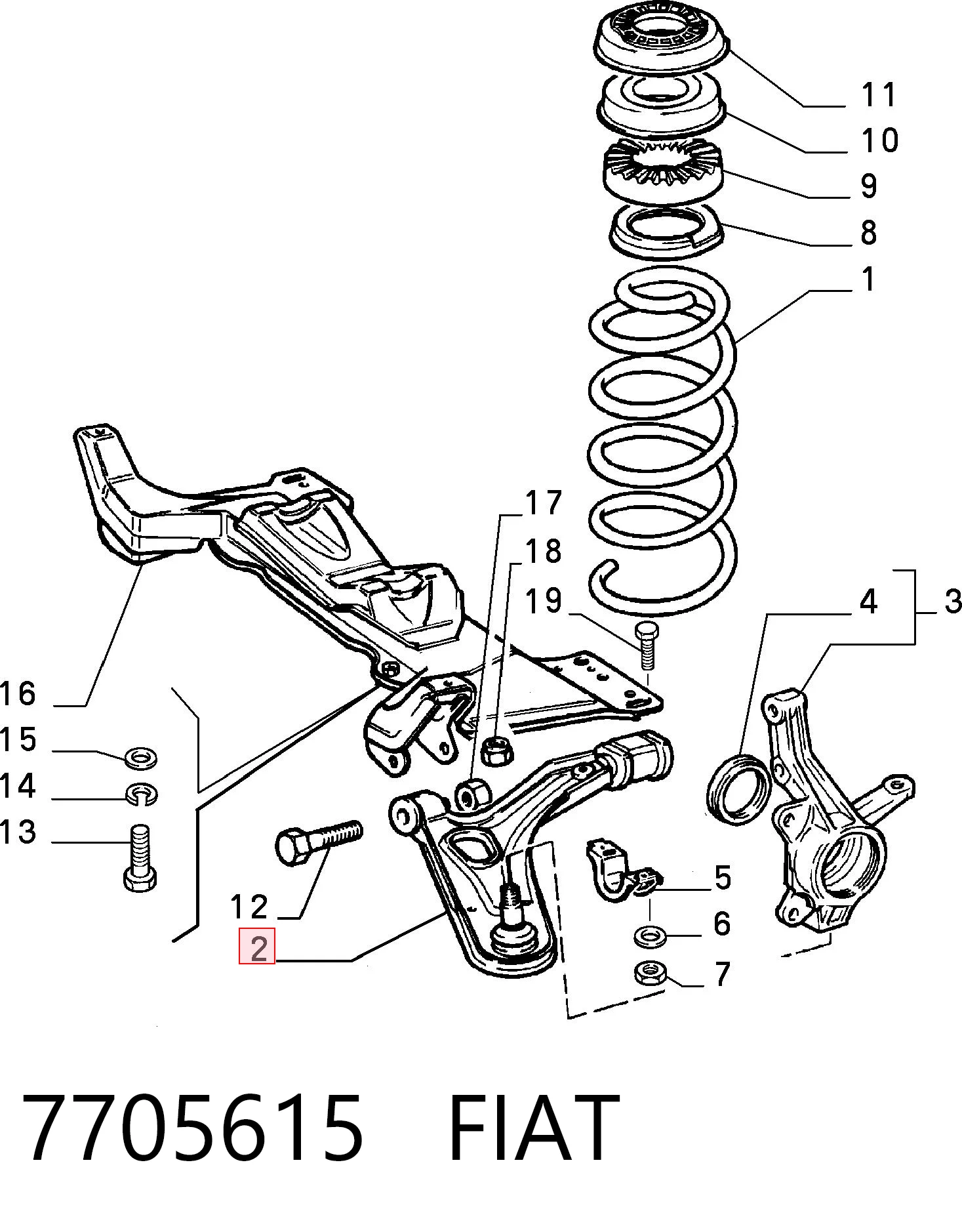 Wahacz zawieszenia przedniego dolny lewy Fiat Uno hatchback (146A) (1983 - 1996) cena, od 44,47 USD