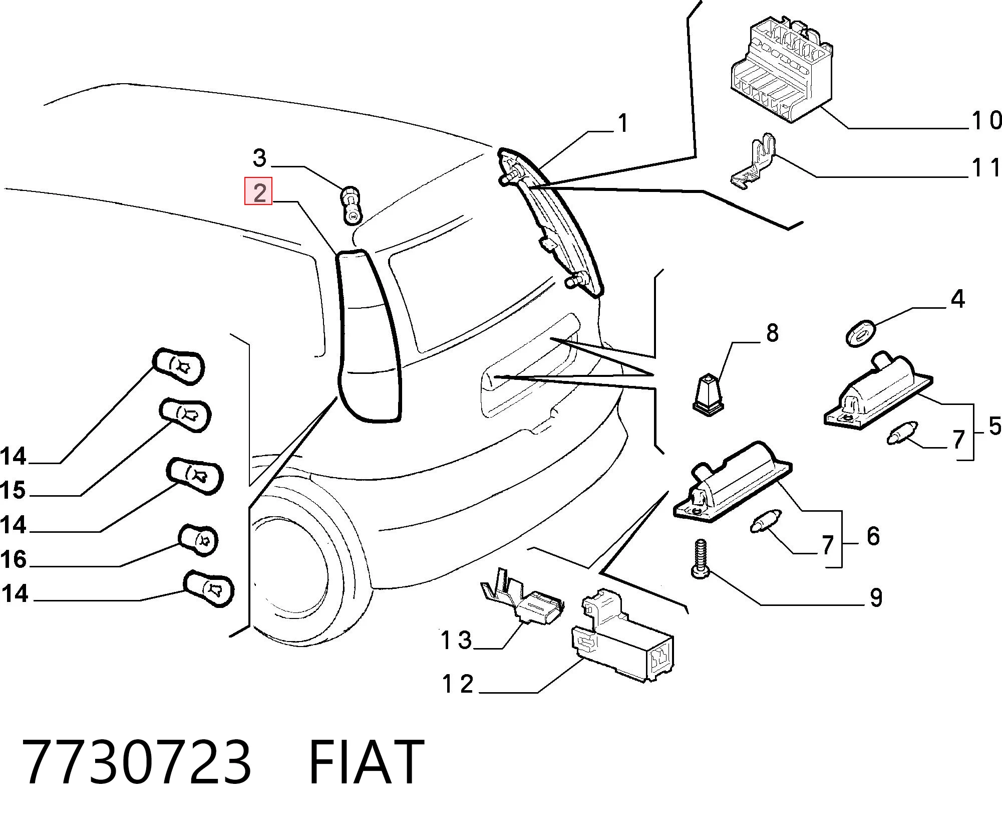 Lampa zespolona tylna lewa do Fiat Punto I 176