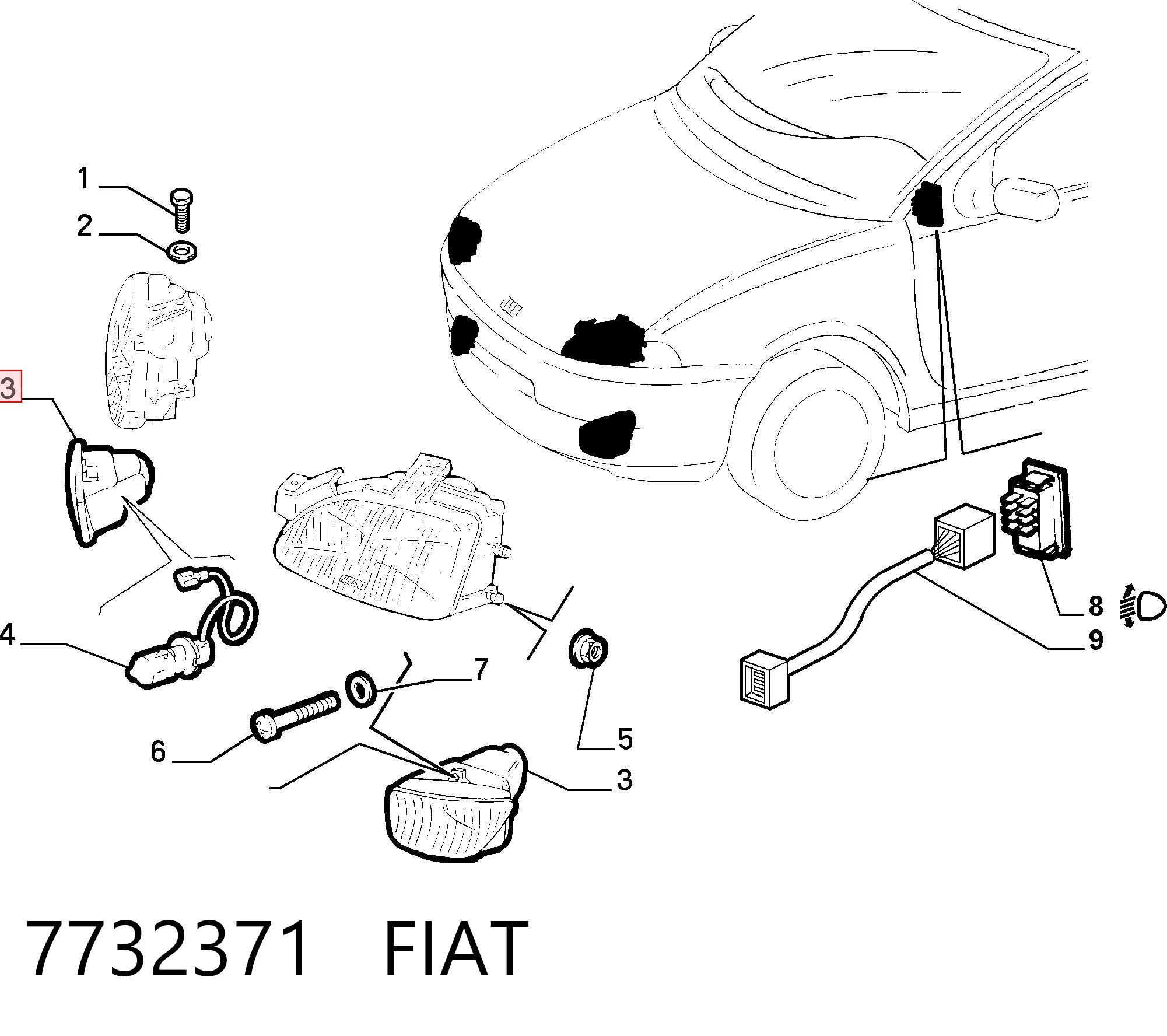 Do koszyka Lampa przeciwmgielna lewa Fiat Punto I 176