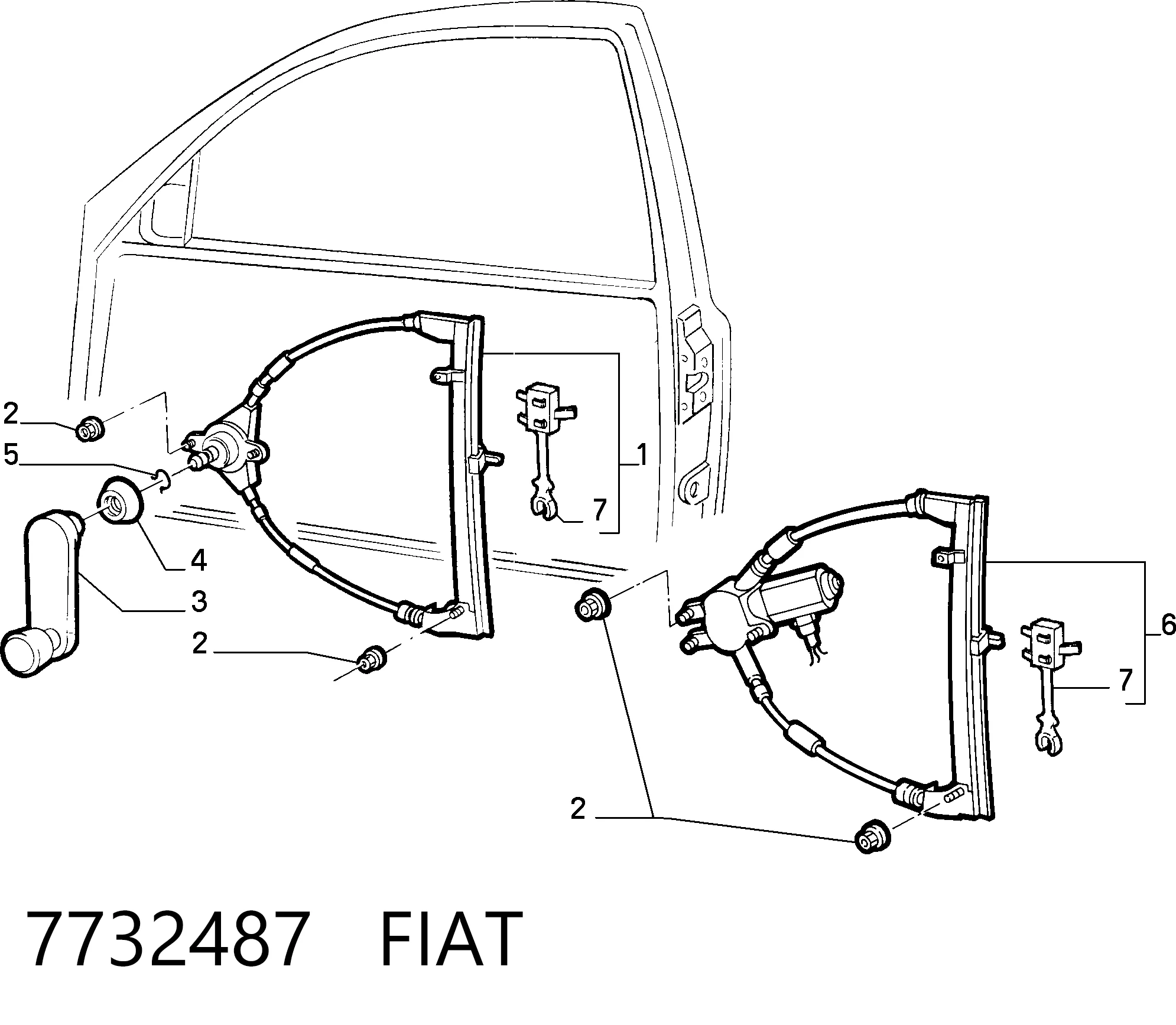 Do koszyka Mechanizm podnoszenia szyby drzwi przednich prawych Fiat Punto I 176