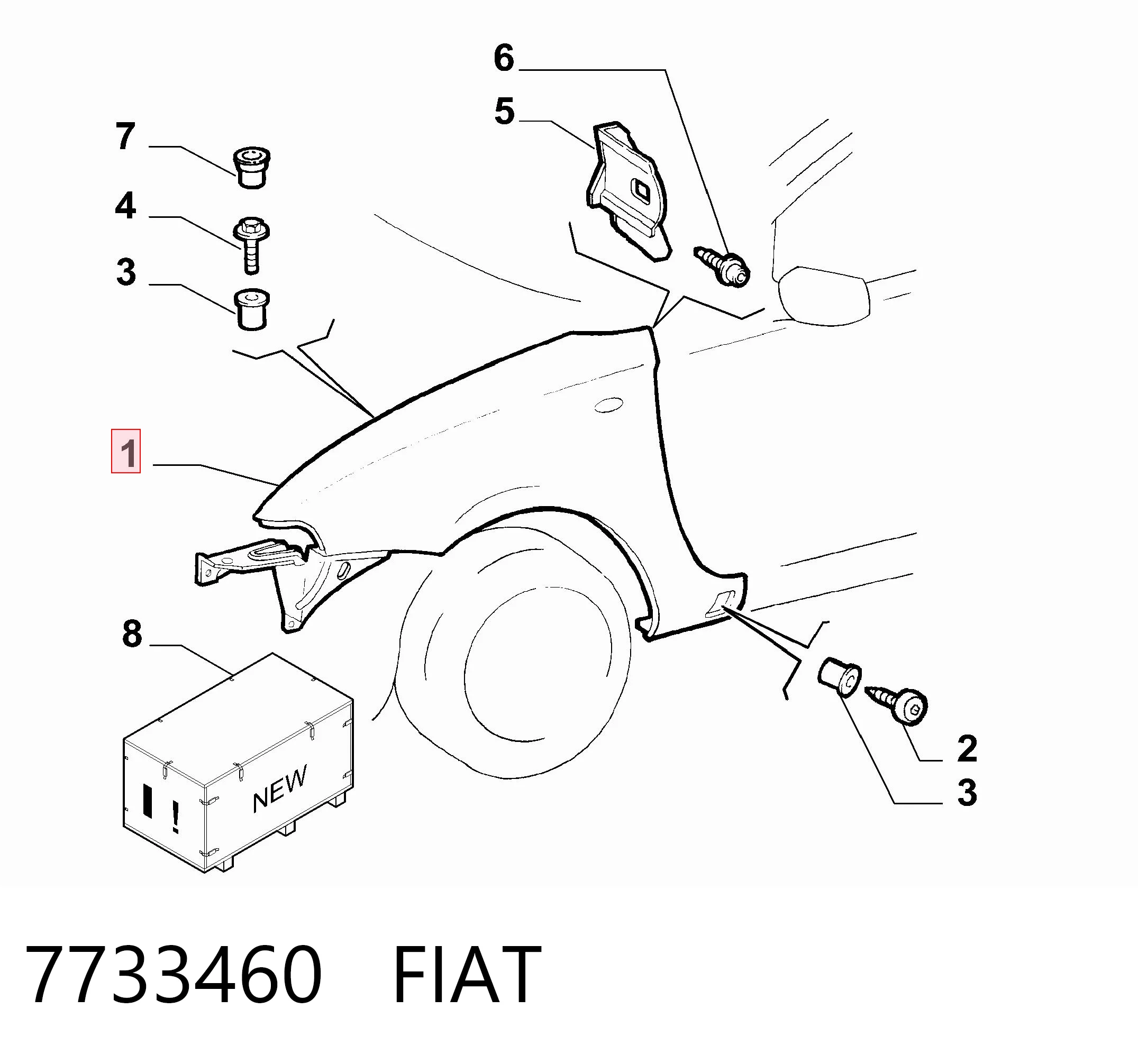 Błotnik przedni prawy do Fiat Punto I 176