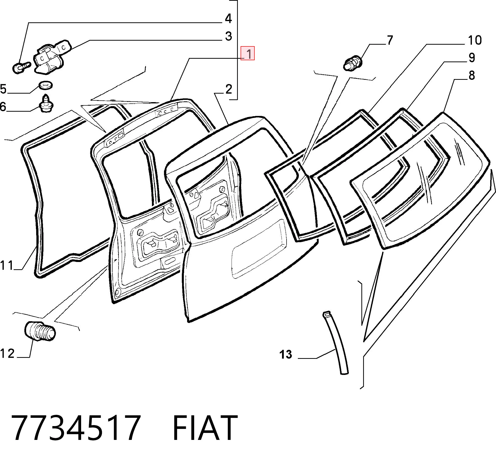 Drzwi tylne (bagażnika 3/5) Fiat Punto I hatchback (176) (1993 - 1999) cena, od 176,23 USD