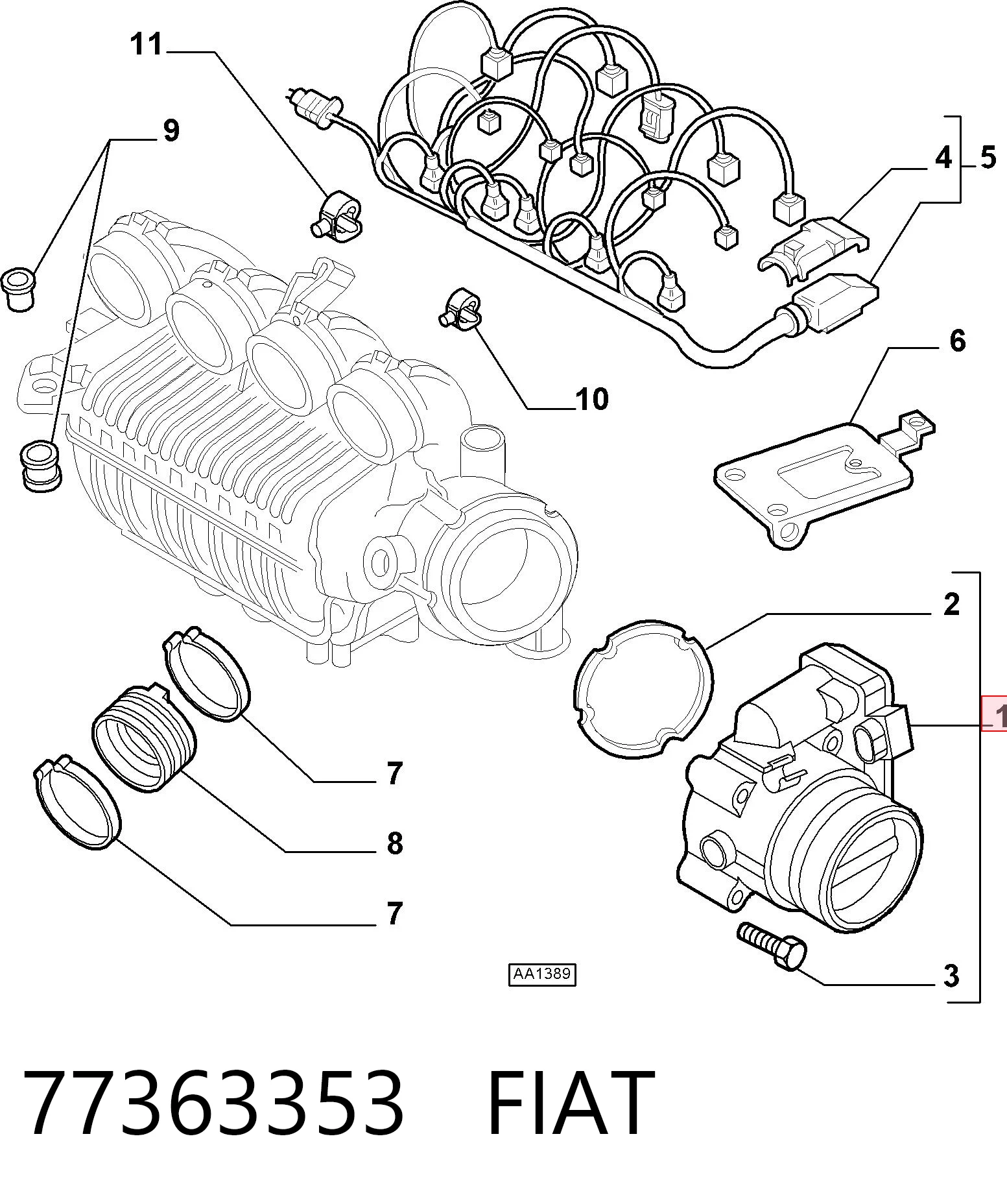 Przepustnica, komplet do Alfa Romeo 156  932