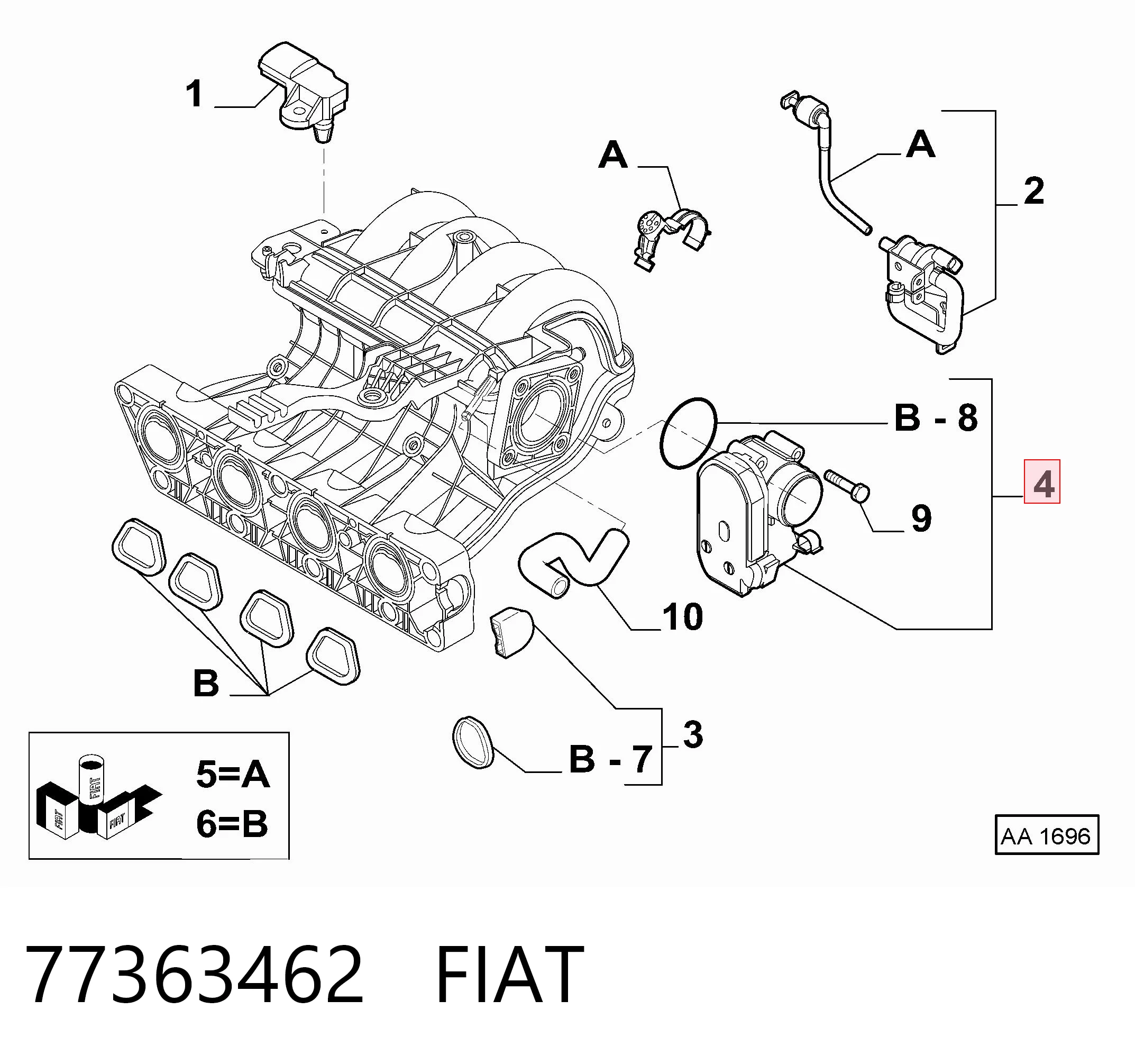 77363462 Fiat/Alfa/Lancia Przepustnica, komplet