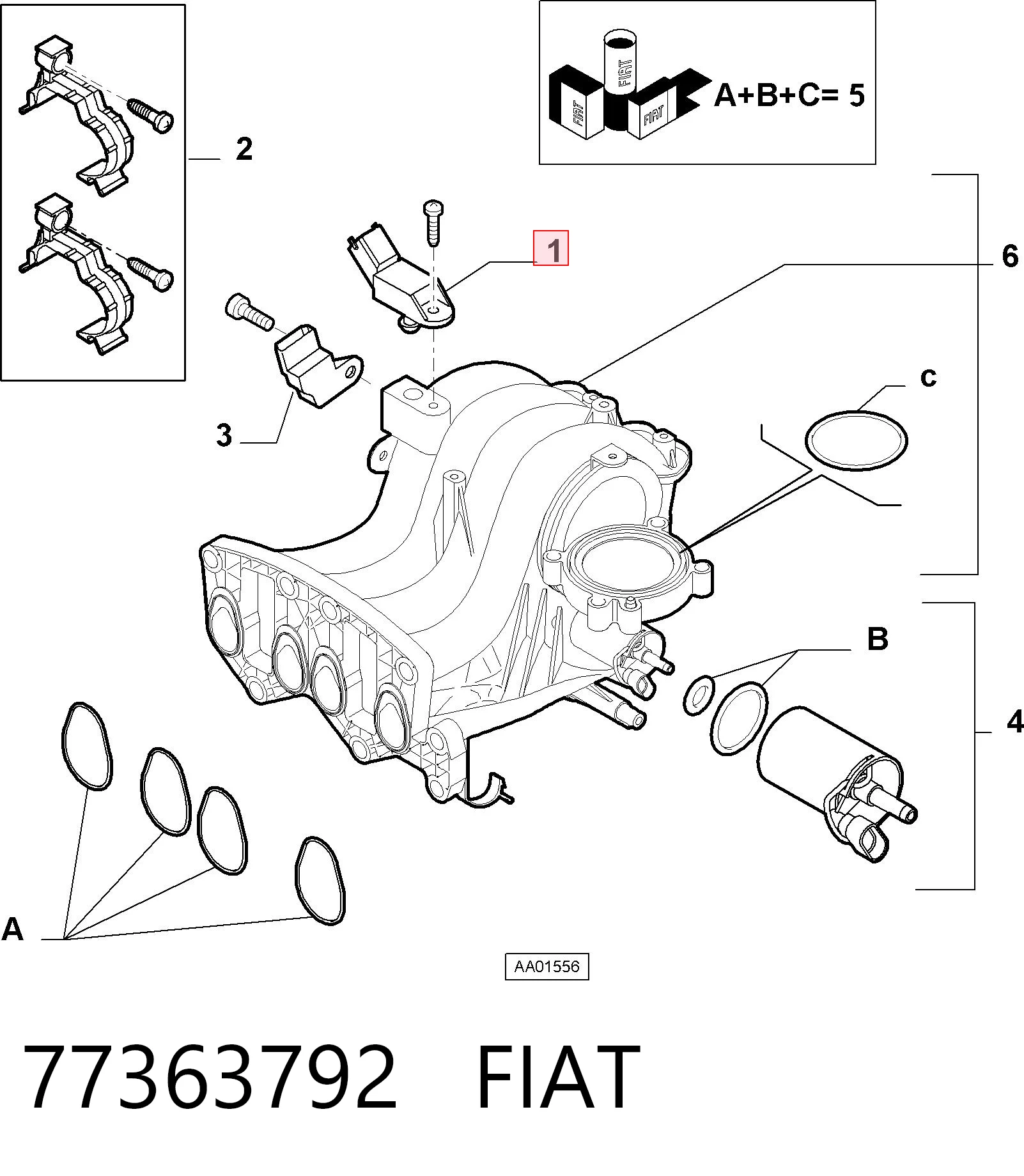 77363792 Fiat/Alfa/Lancia Czujnik ciśnienia w kolektorze ssącym, MAP