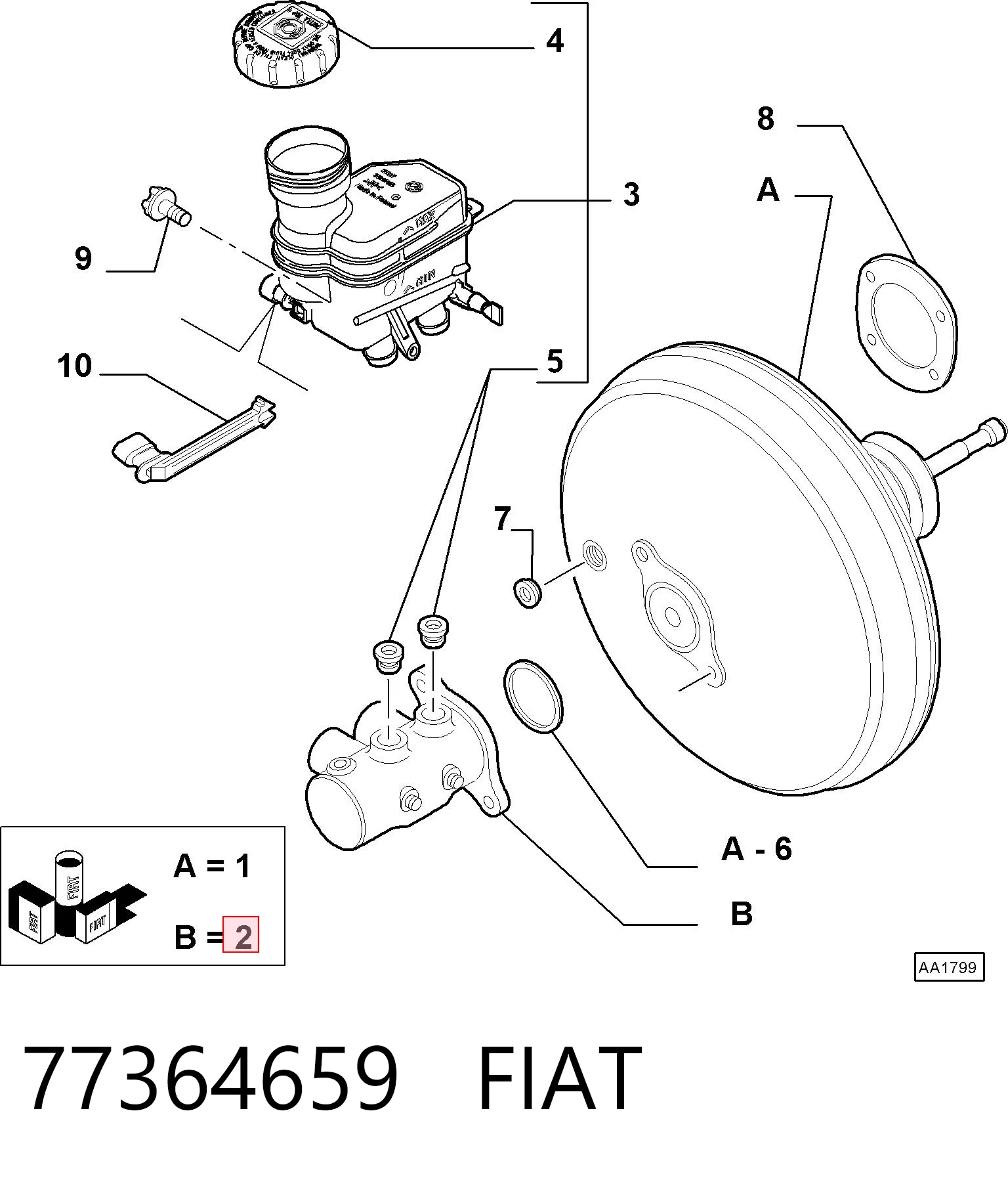 Do koszyka Główny cylinder hamulców Fiat Panda II 169A