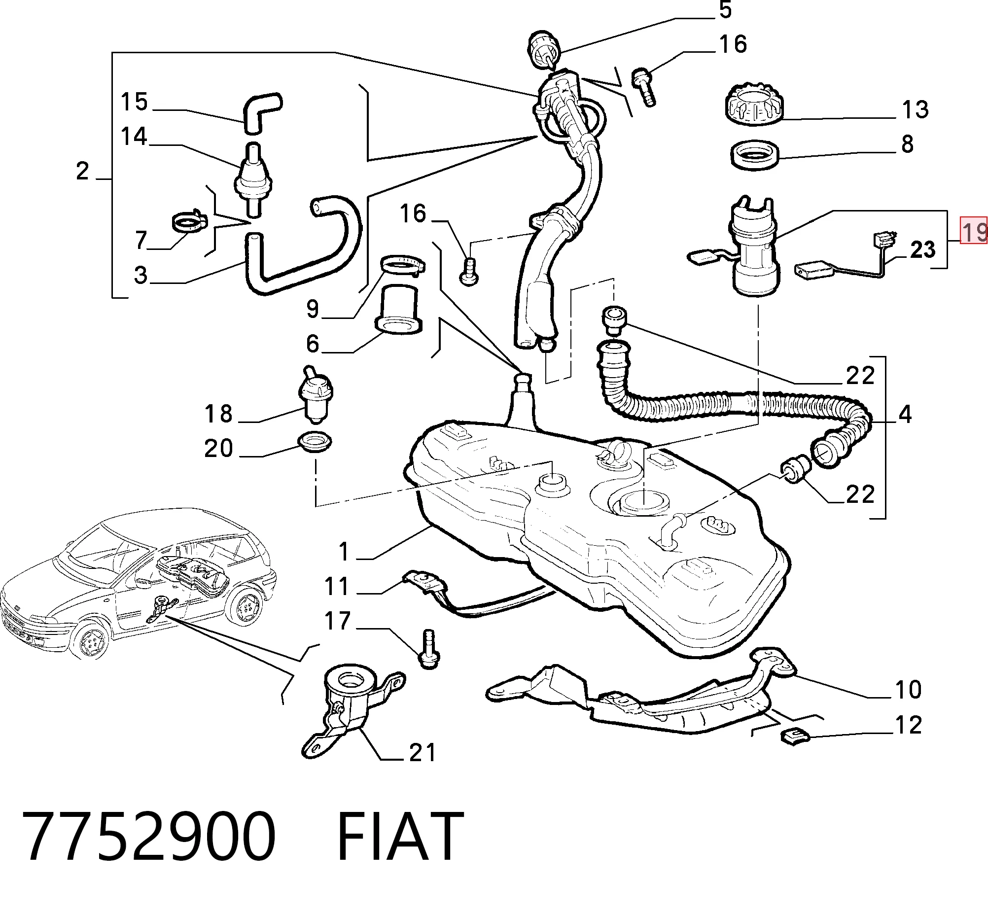 7752900 Fiat/Alfa/Lancia Moduł pompy paliwowej z czujnikiem poziomu paliwa