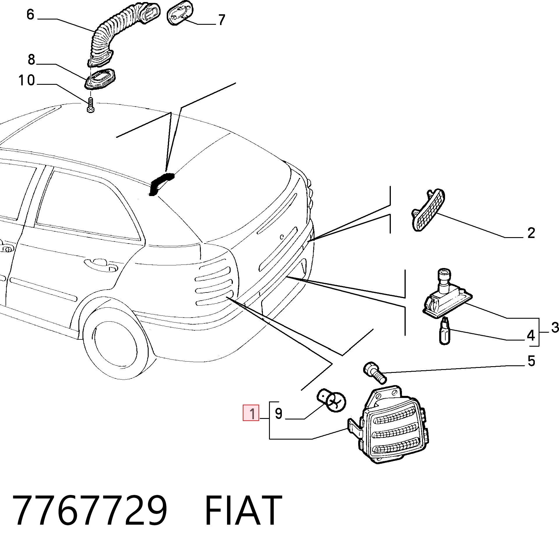 Lampa zespolona tylna prawa Fiat Brava hatchback (182) (1995 - 2001) cena, od 54,74 USD