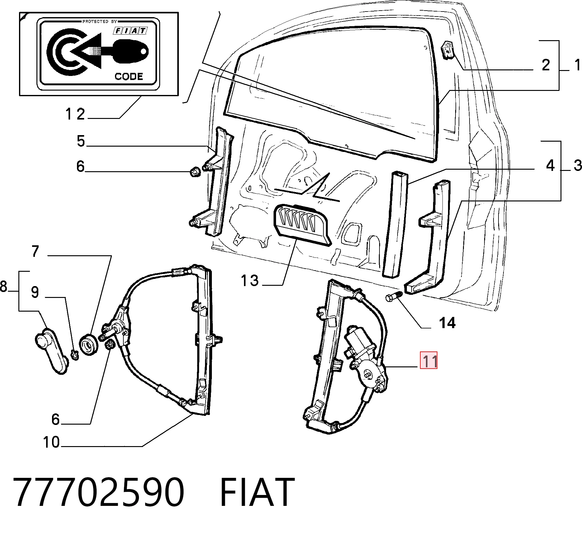 Mechanizm podnoszenia szyby drzwi przednich lewych Fiat Brava hatchback (182) (1995 - 2001) cena, od 63,30 USD
