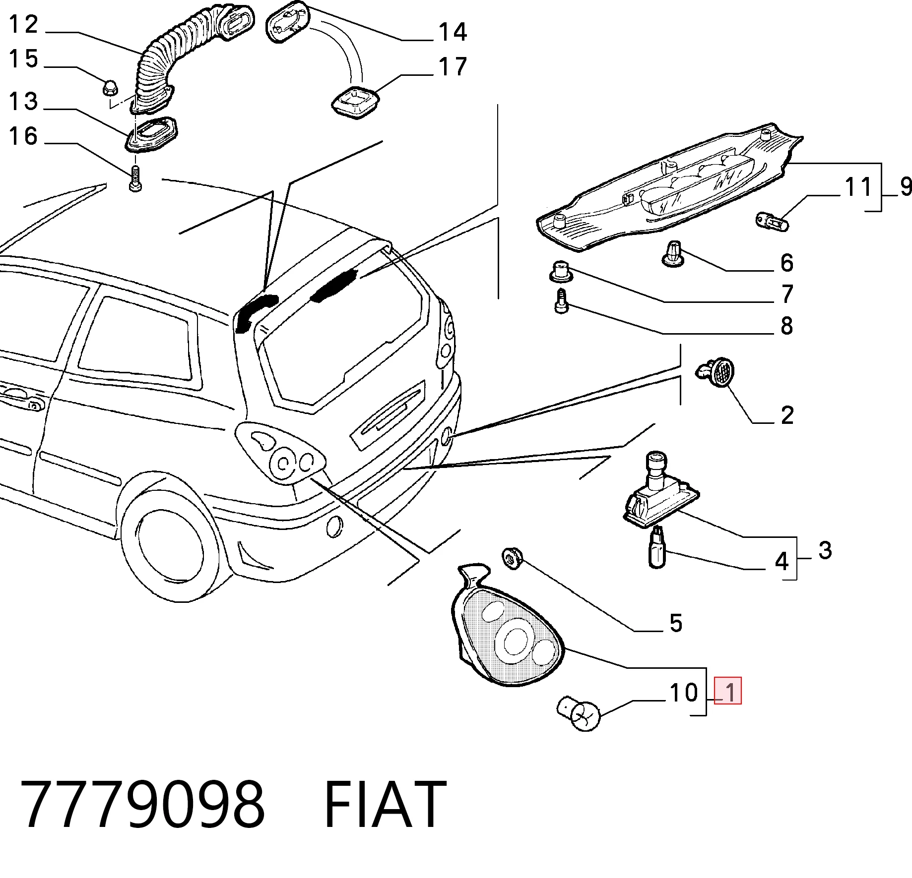 Lampa zespolona tylna lewa Fiat Bravo I hatchback (182) (1995 - 2001) cena, od 61,58 USD