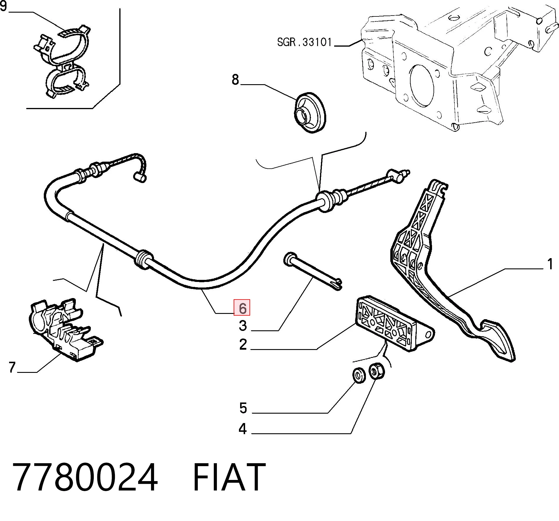 Linka gazu do Fiat Punto I 176