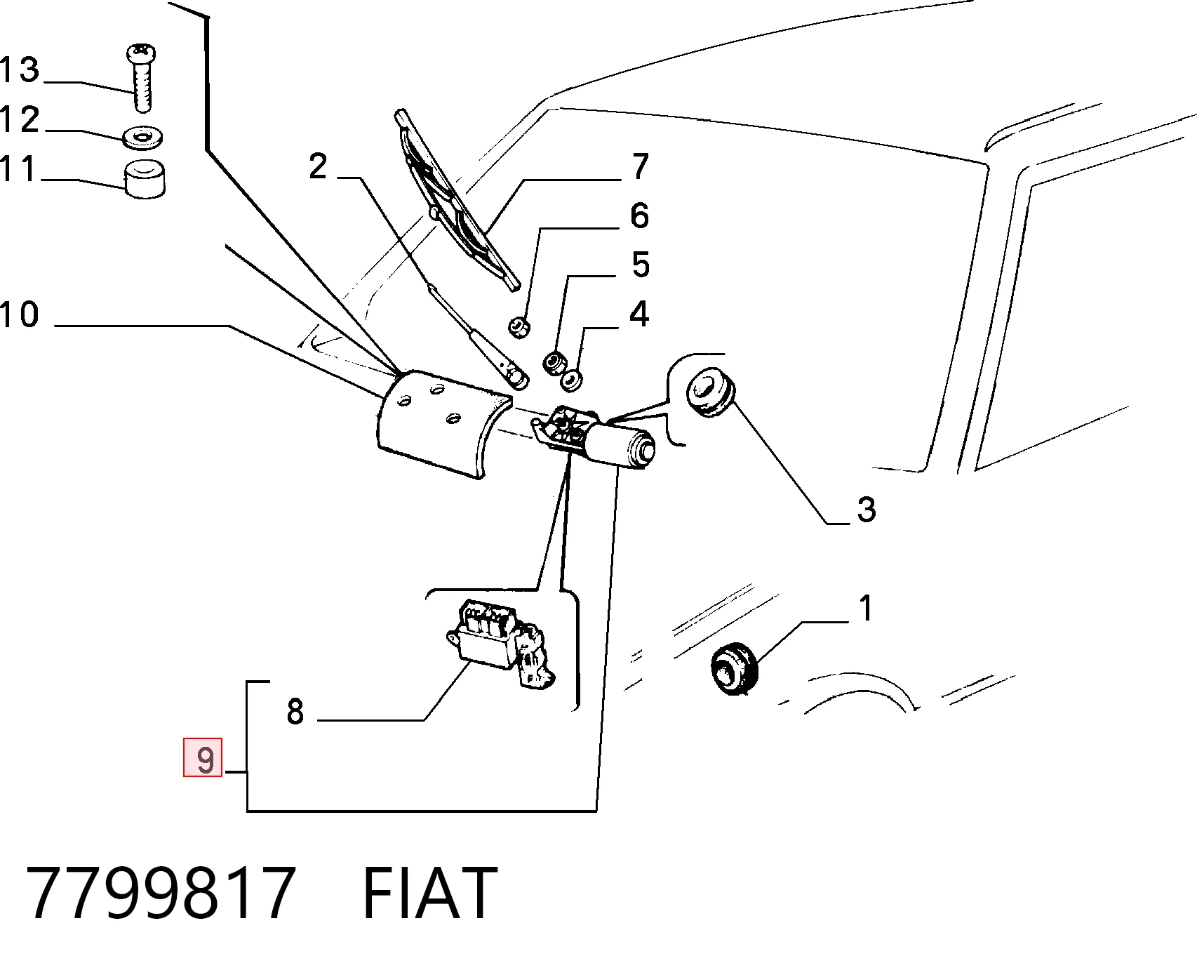 Silniczek wycieraczki szyby przedniej do Fiat Uno  146A