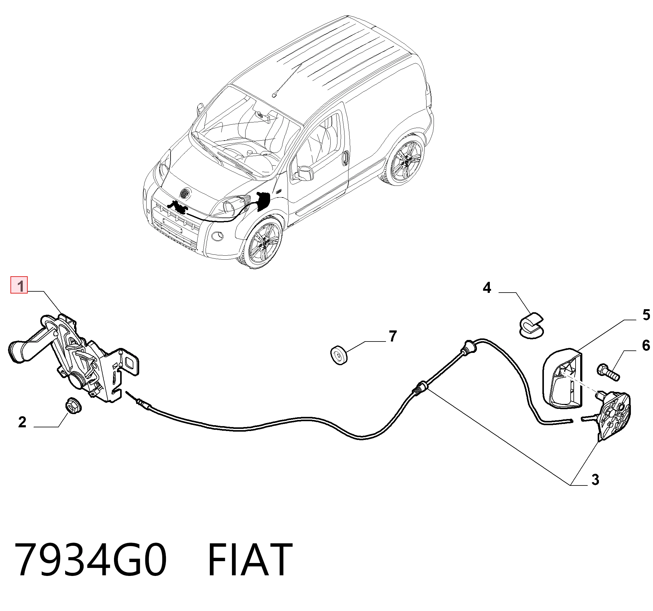 Do koszyka Zamek maski Fiat Fiorino  225
