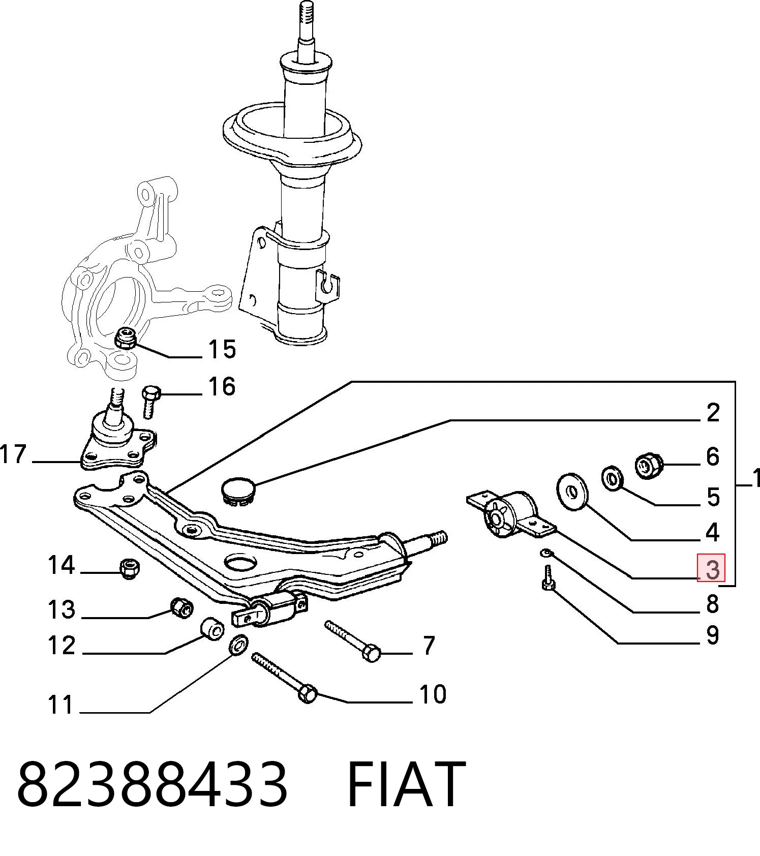 Do koszyka Silentblock przedniego wahacza dolnego Fiat Croma I 154