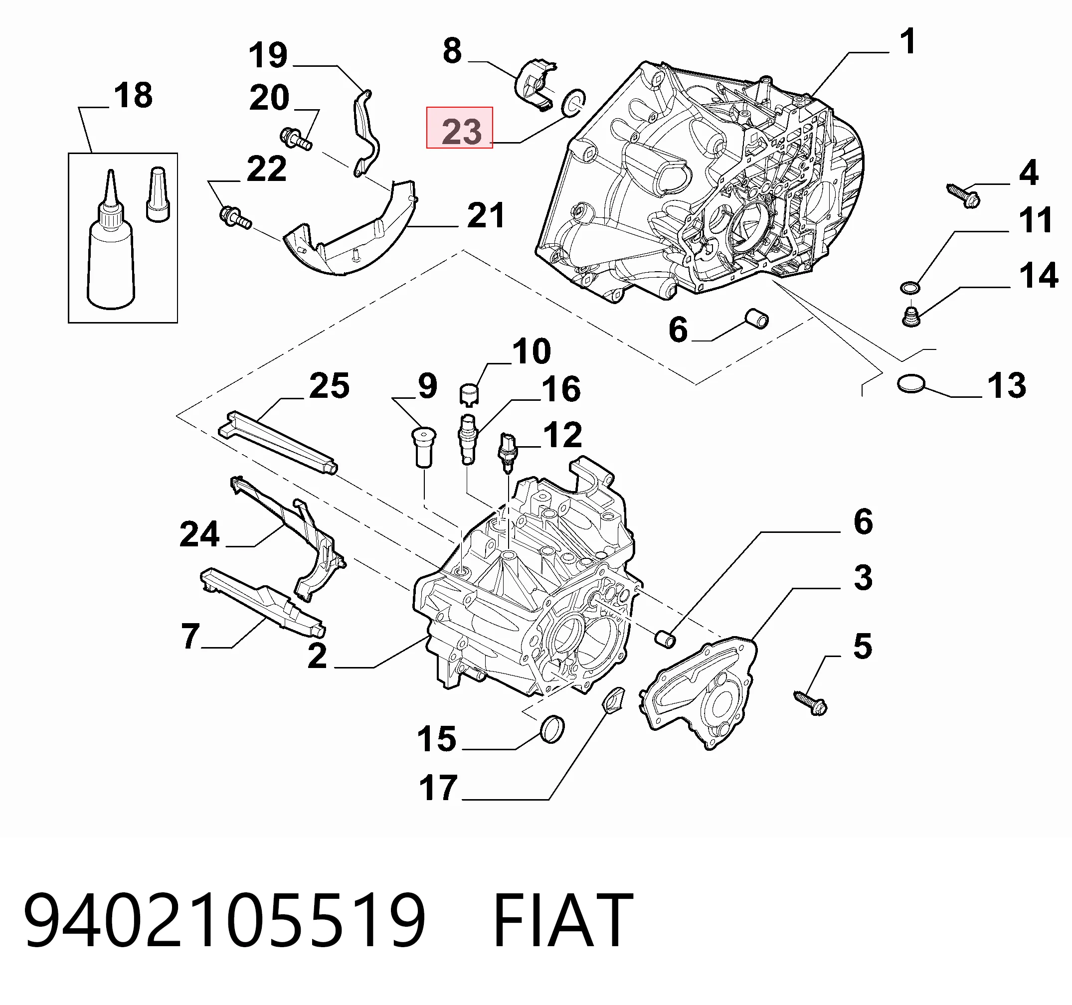 9402105519 Fiat/Alfa/Lancia Prowadnica łożyska wyciskowego sprzęgła