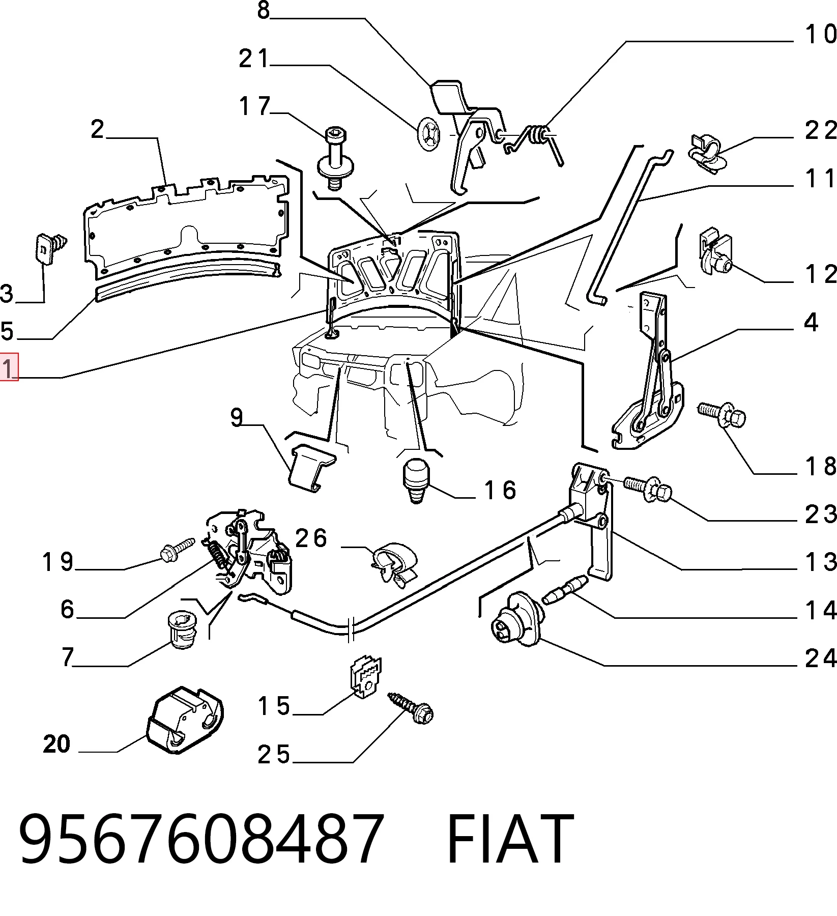 Do koszyka Maska silnika Fiat Scudo COMBINATO 220P