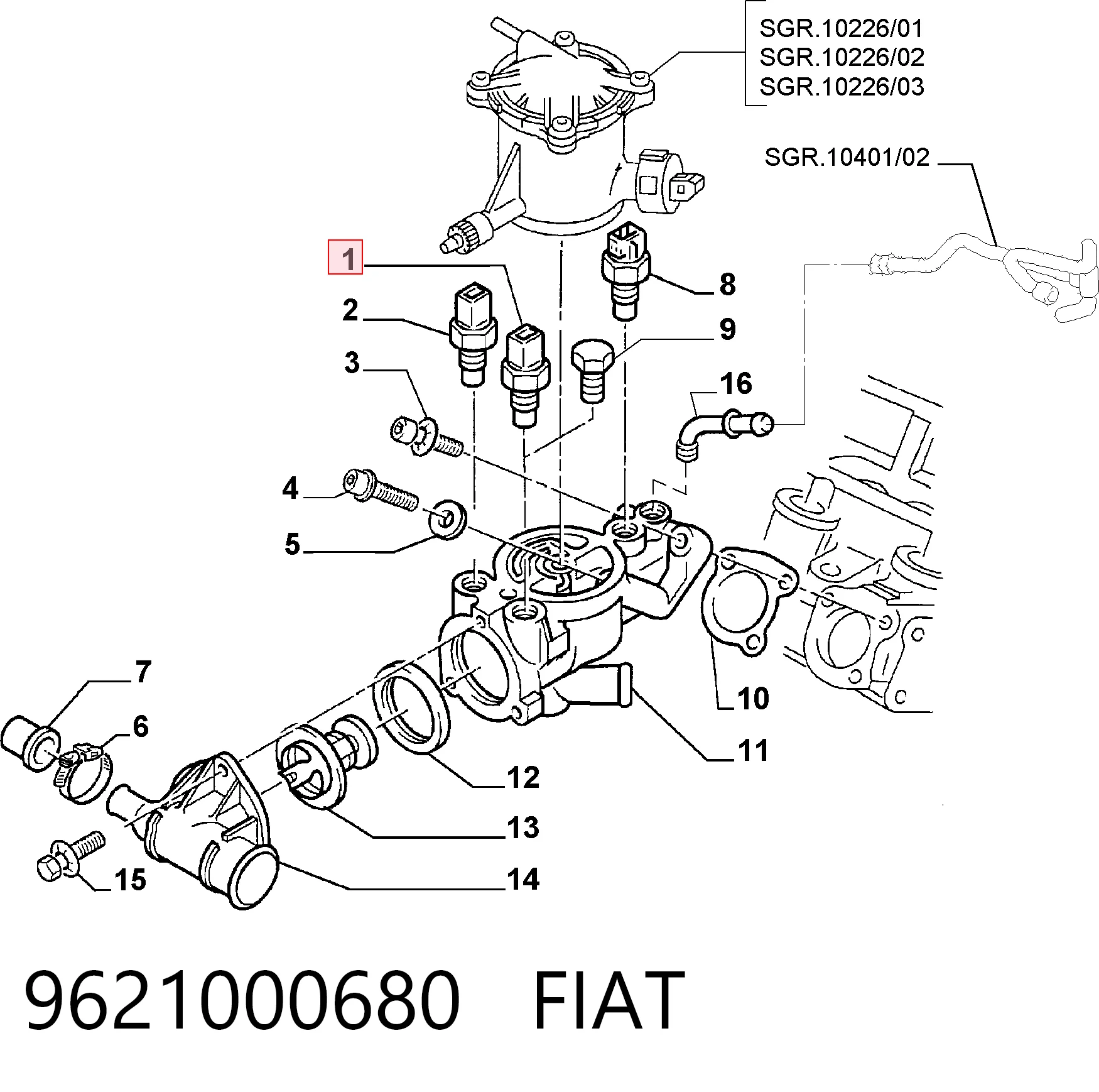 9621000680 Fiat/Alfa/Lancia Czujnik temperatury płynu chłodzącego