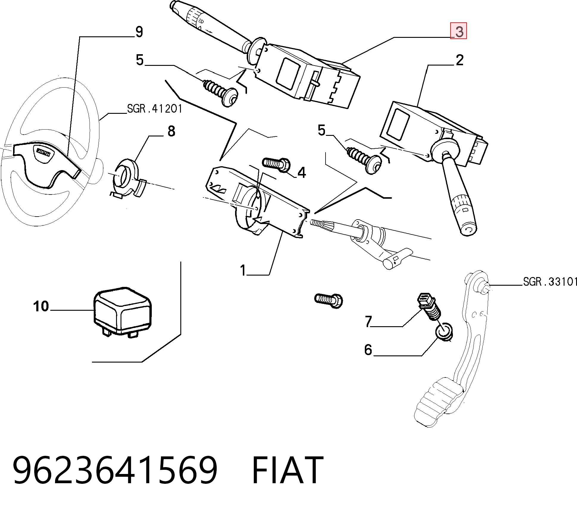 9623641569 Fiat/Alfa/Lancia Przełącznik zespolony lewy
