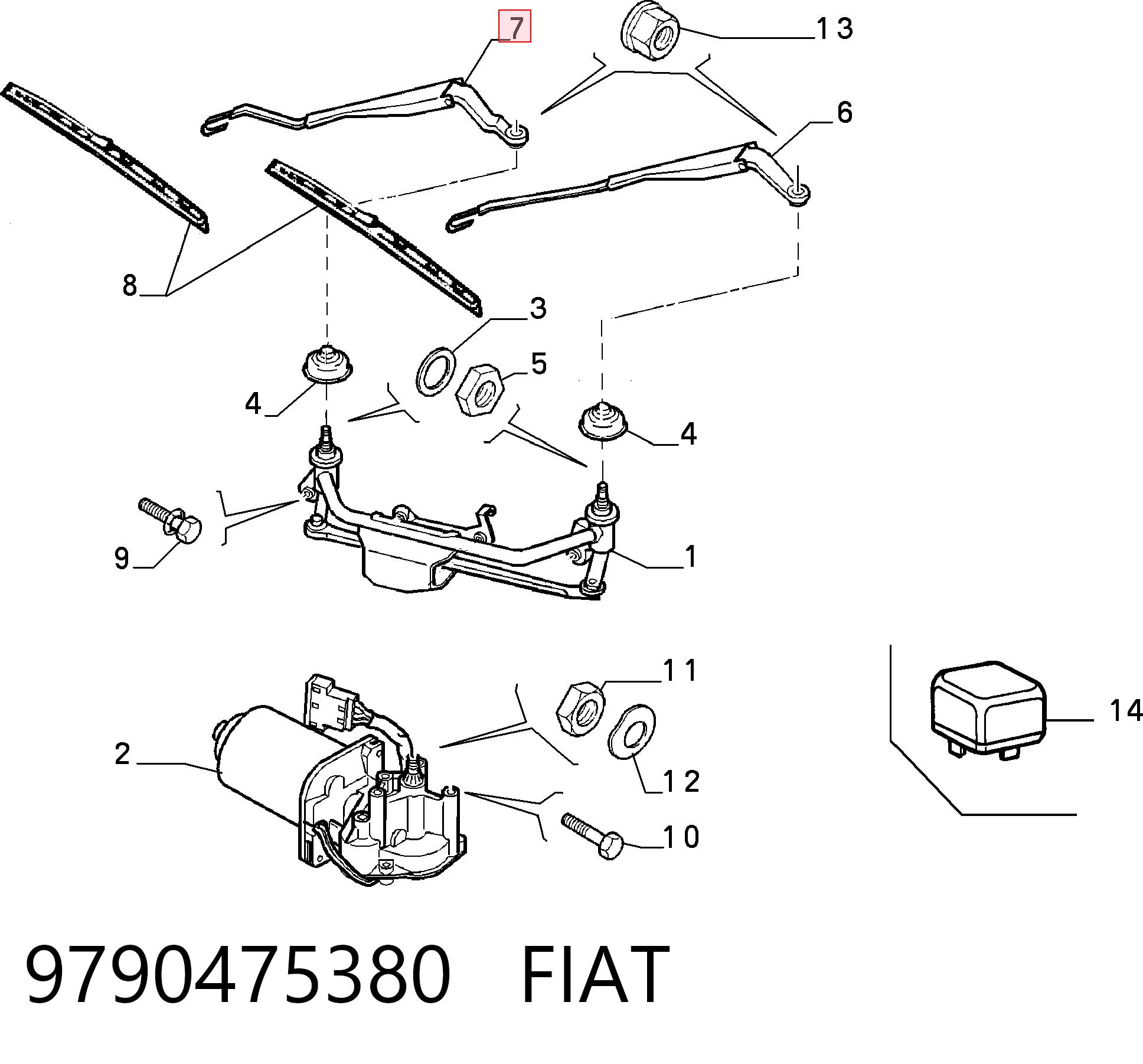 Ramię wycieraczki szyby przedniej do Fiat Scudo  220L