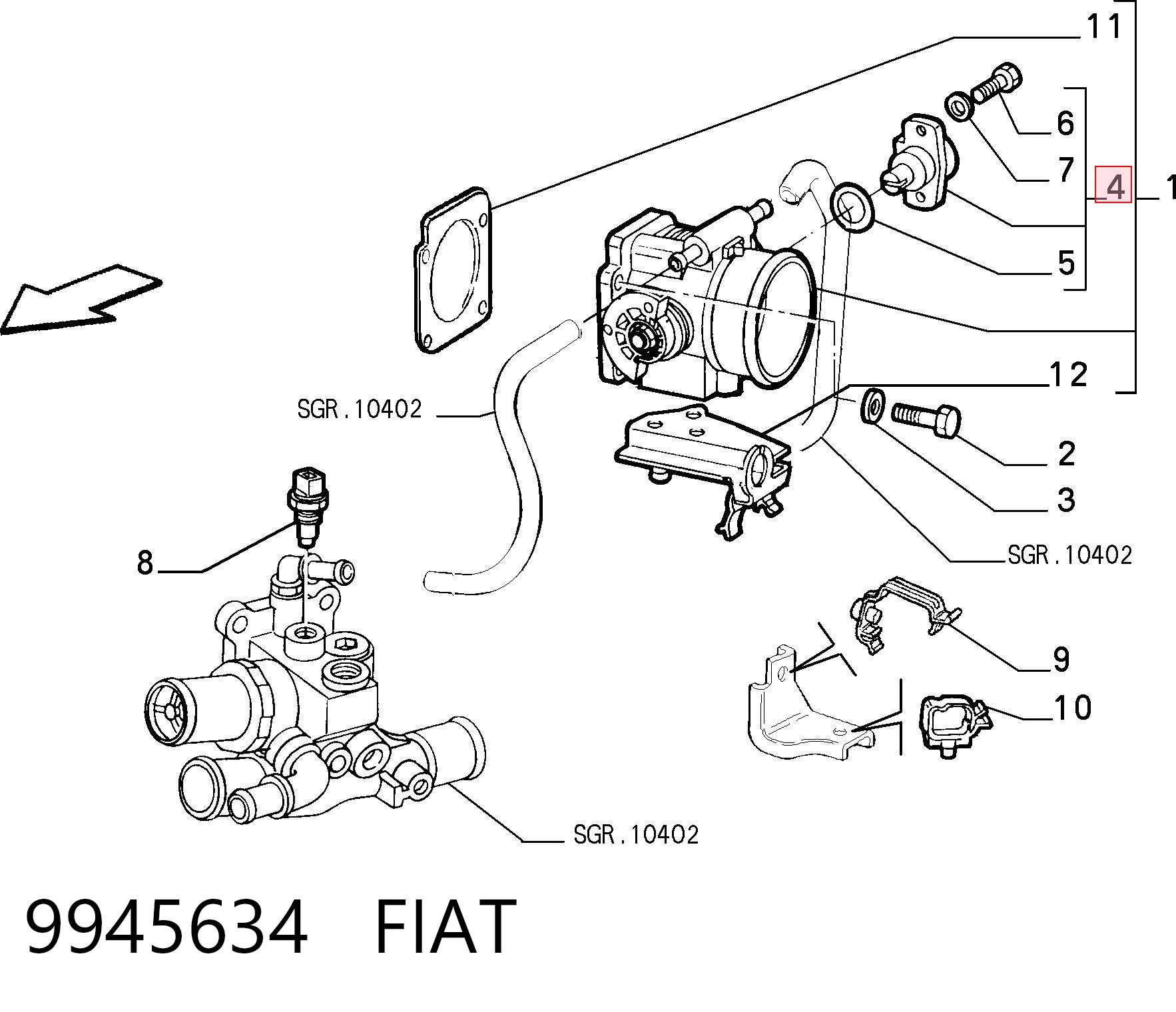 9945634 Fiat/Alfa/Lancia Czujnik położenia przepustnicy (potencjometr)