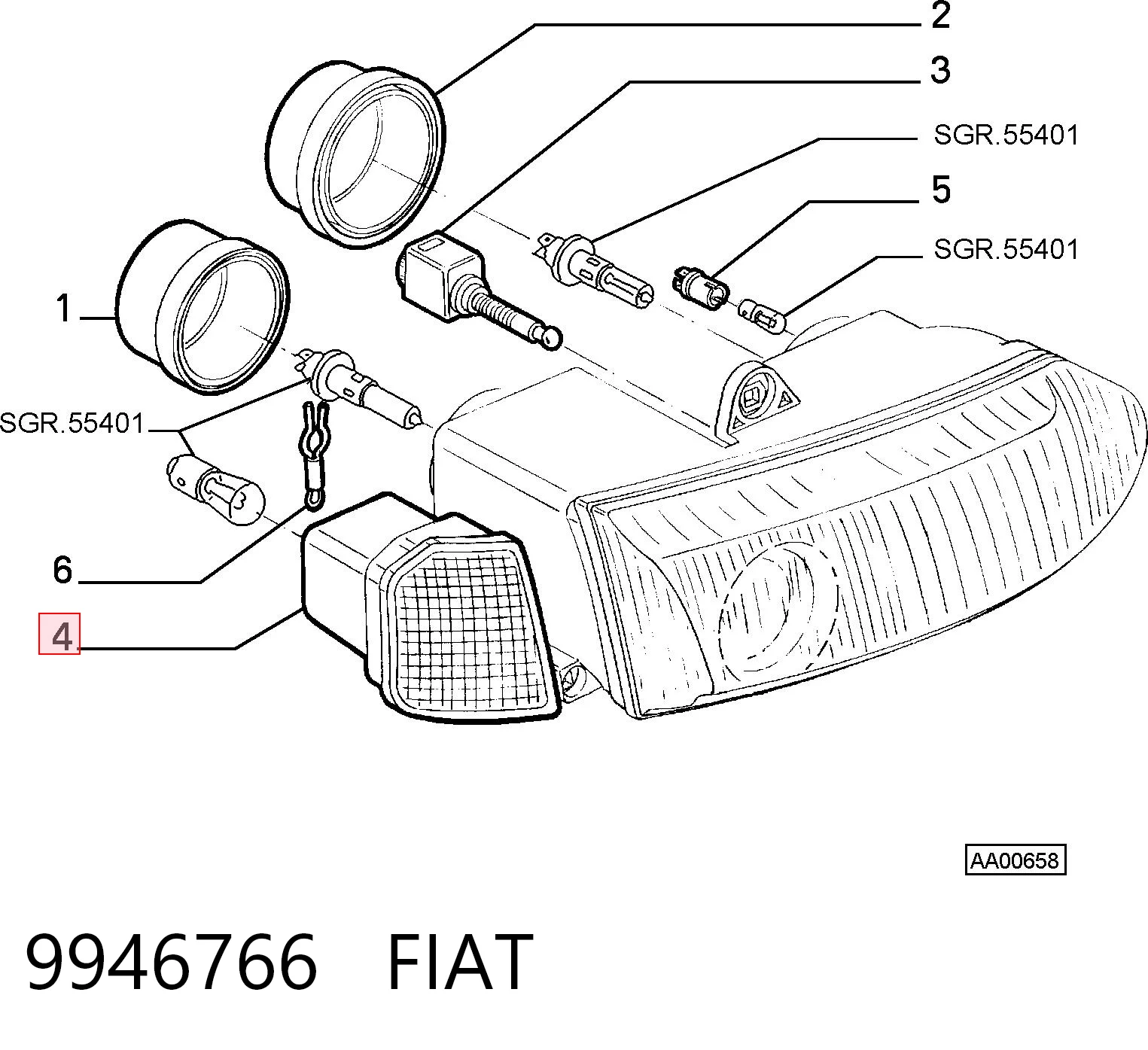 Kierunkowskaz prawy Alfa Romeo 146 hatchback (930) (1994 - 2001) cena, od 23,62 USD