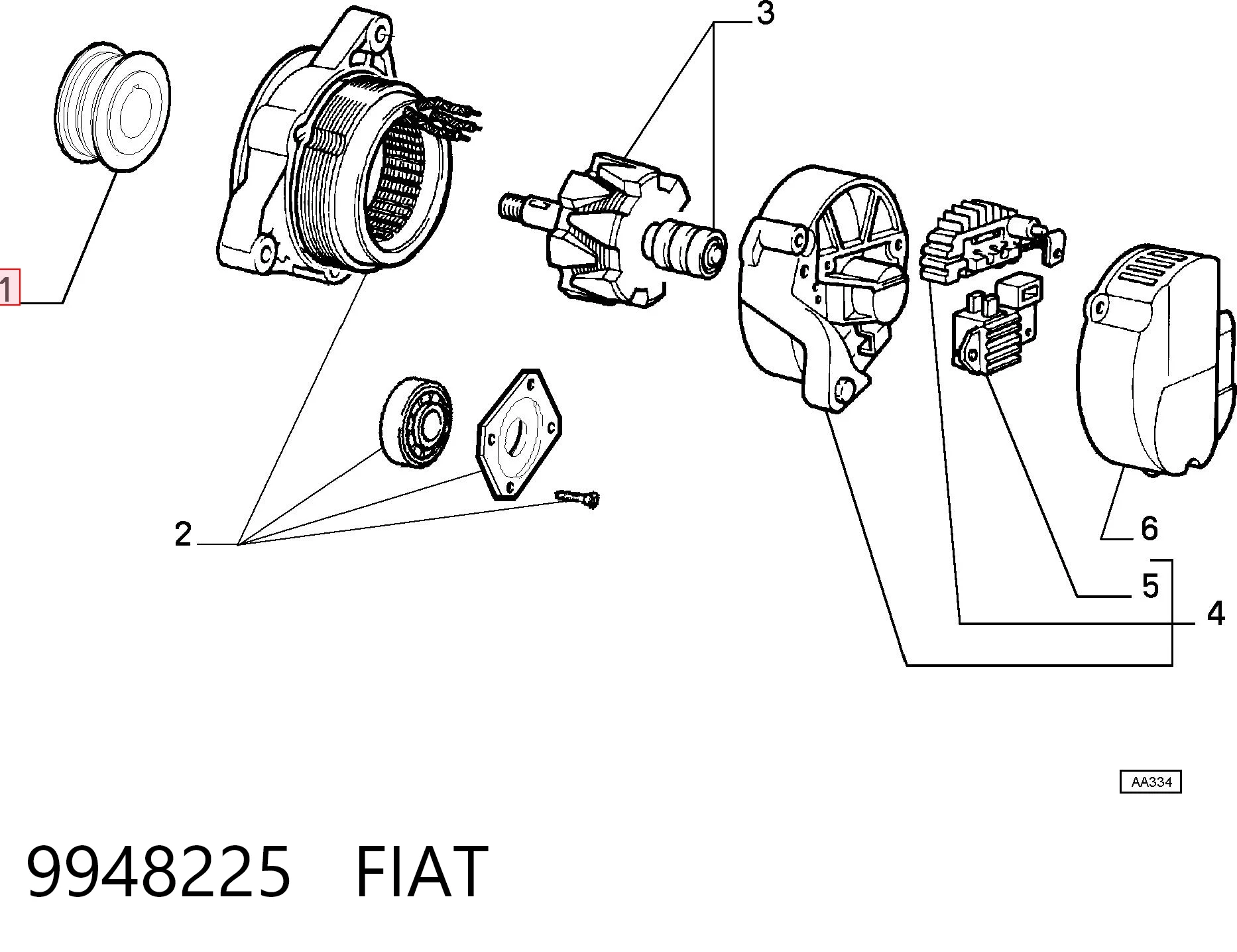 9948225 Fiat/Alfa/Lancia Koło pasowe alternatora