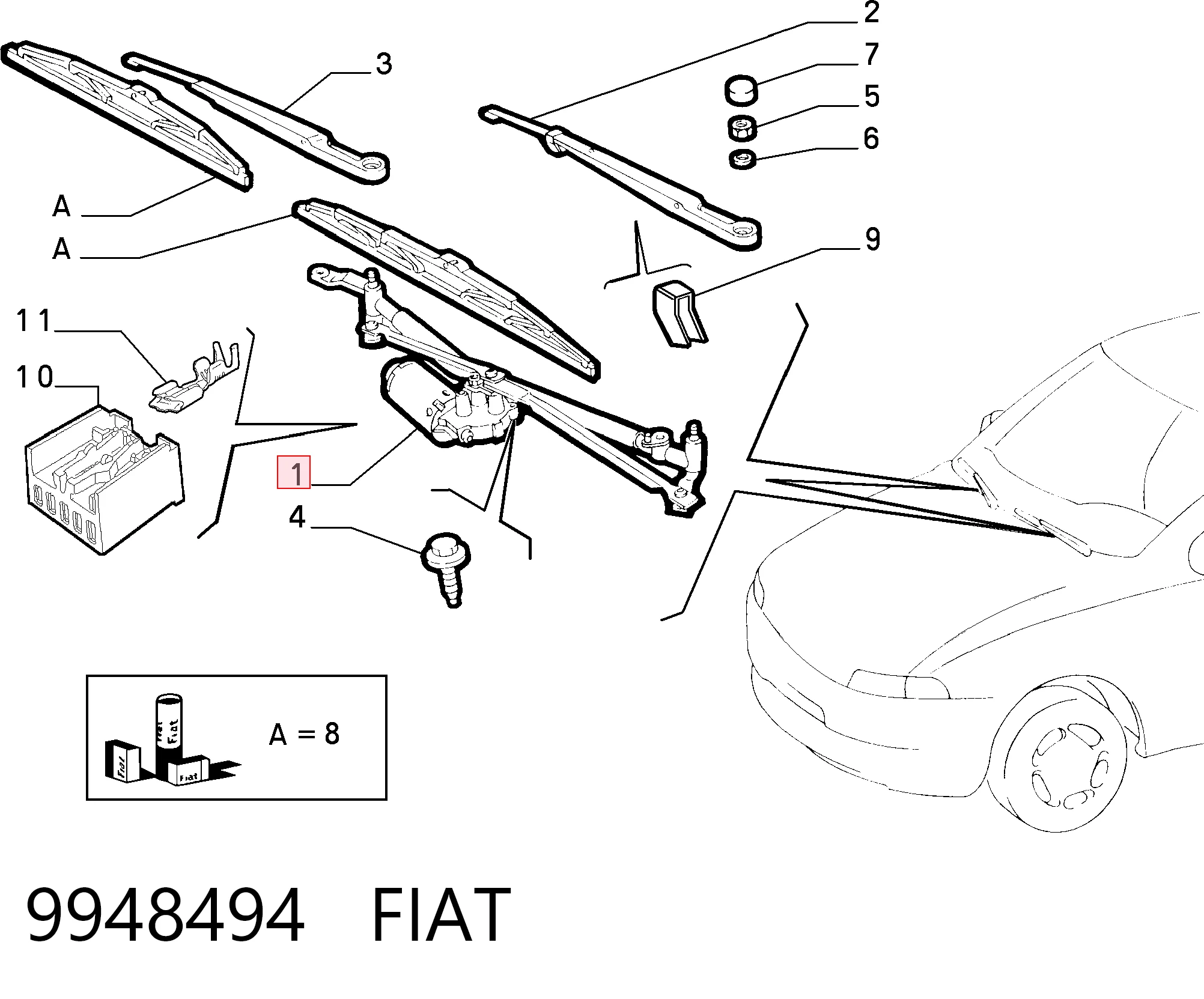 Kupić Silniczek wycieraczki szyby przedniej Fiat Punto I 176 w dobrej cenie