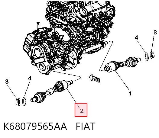 Półoś napędowa przednia lewa Chrysler K68079565AB cena, od 128,57 USD