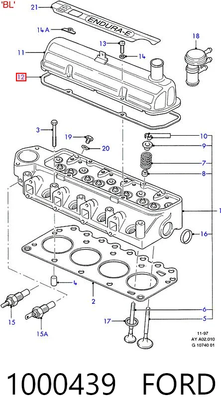 Uszczelka pokrywy zaworowej silnika do Ford Escort IV GAF, AWF, ABFT