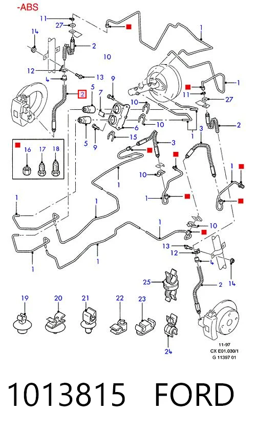 Do koszyka Przewód hamulcowy przedni Ford Fiesta Mk3 GFJ
