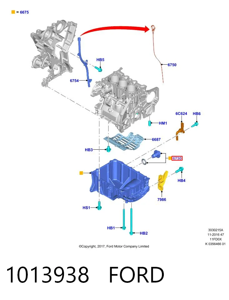 1013938 Ford Korek miski olejowej silnika