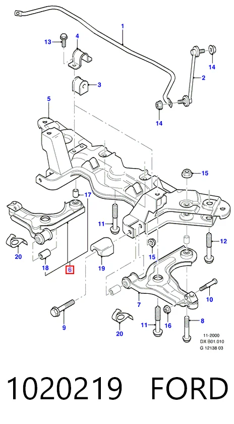 1020219 Ford Wahacz zawieszenia przedniego dolny prawy