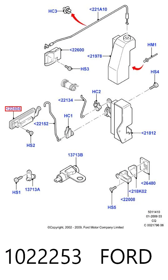 1022253 Ford Klamka drzwi przednich zewnętrzna lewa