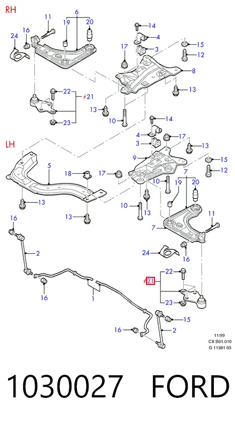 1030027 Ford Sworzeń wahacza dolny