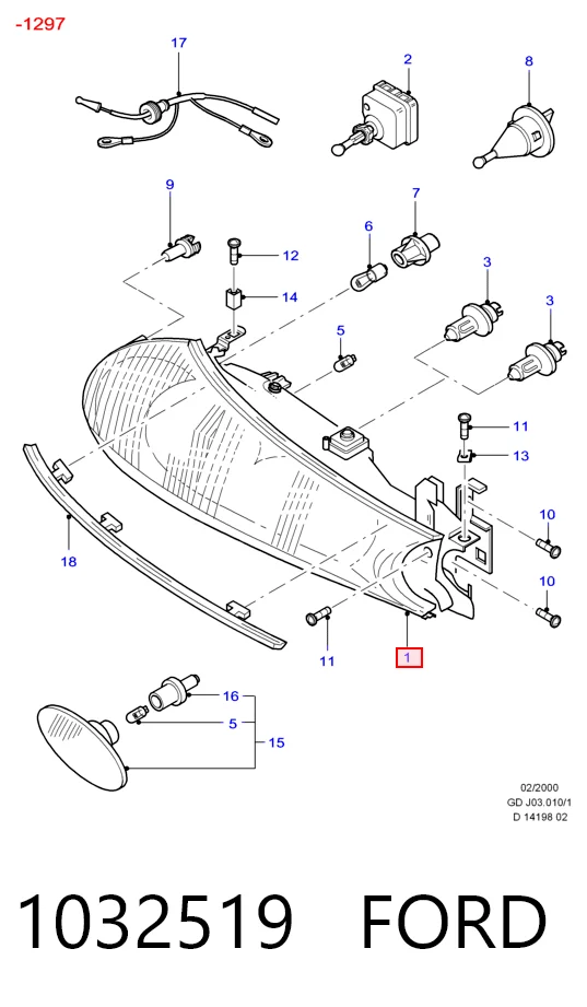 1032519 Ford Reflektor lewy