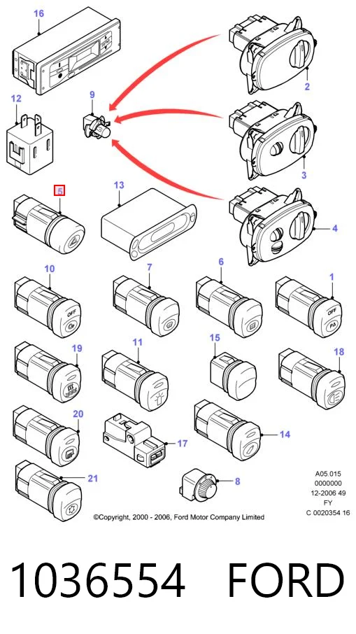 Do koszyka Przycisk włączania światła awaryjnego Ford Transit V V184/5