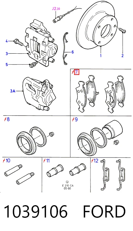 1039106 Ford Klocki hamulcowe przednie tarczowe