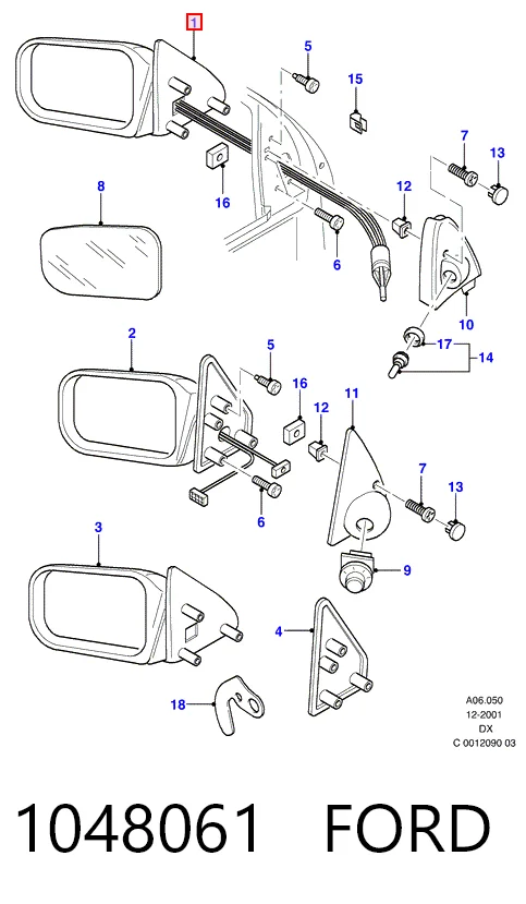 Do koszyka Lusterko wsteczne lewe Ford Fiesta COURIER J5S, J3S