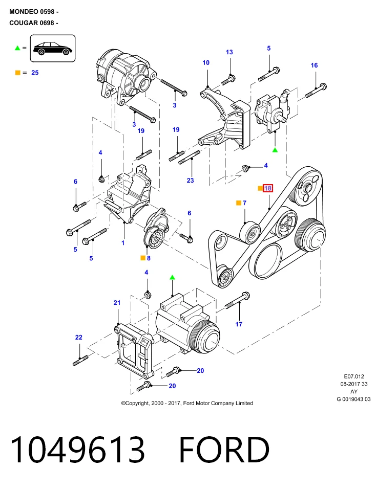 1049613 Ford Pas napędowy mechanizmów