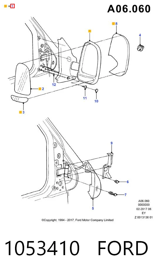 1053410 Ford Lusterko wsteczne prawe