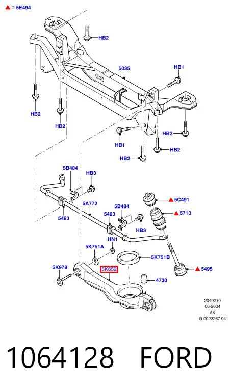 1064128 Ford Wahacz zawieszenia tylnego dolny lewy/prawy