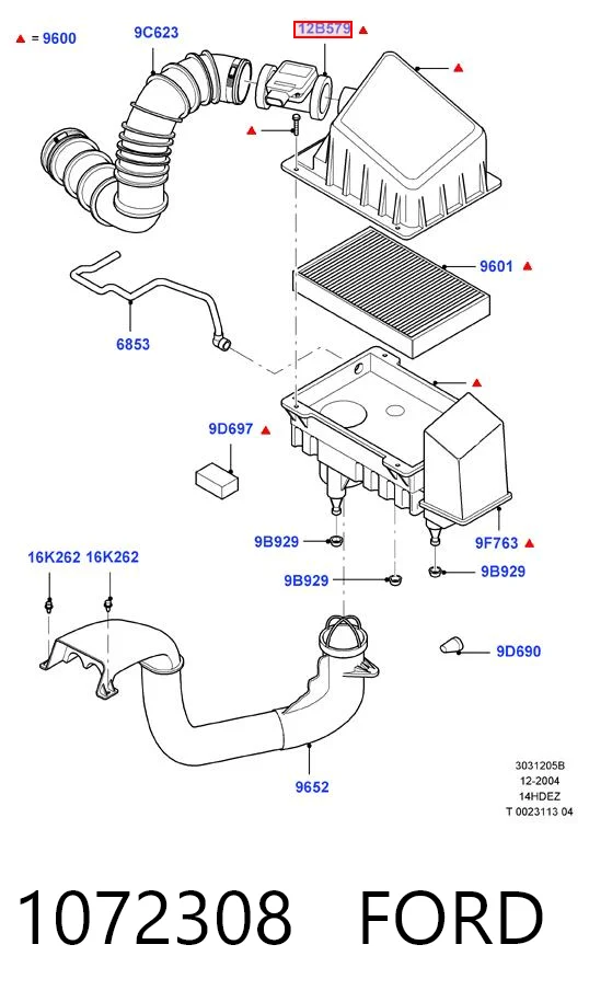 1072308 Ford Czujnik przepływu powietrza, przepływomierz powietrza M.A.F.