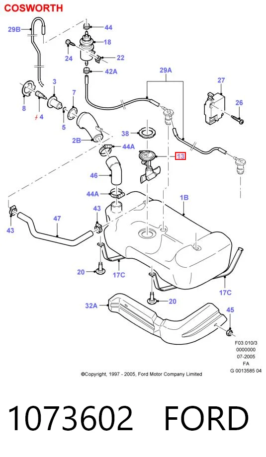 Do koszyka Moduł pompy paliwowej z czujnikiem poziomu paliwa Ford Fiesta Mk4 JAS, JBS