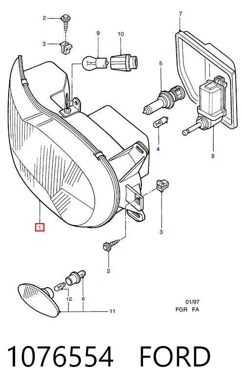 Reflektor prawy do Ford Escort VII GAL, AAL, ABL