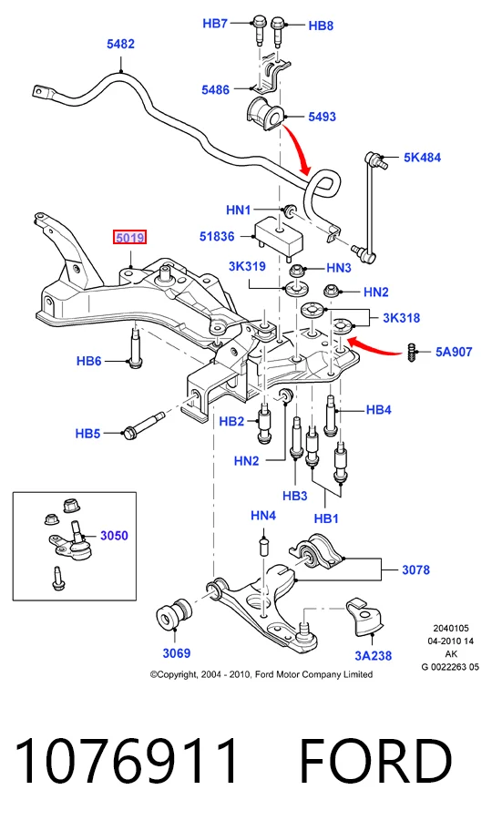 1076911 Ford Korpus osi przedniej