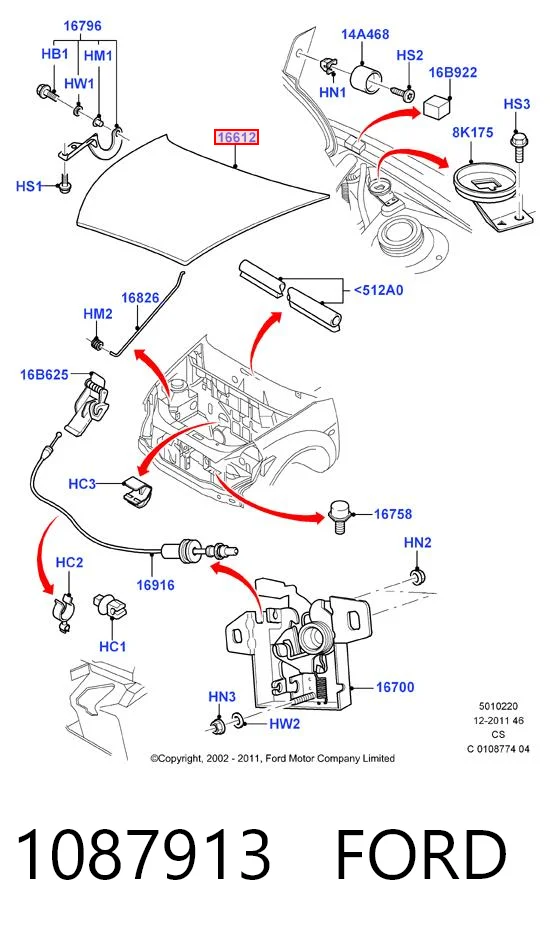 Do koszyka Maska silnika Ford Ka  RBT
