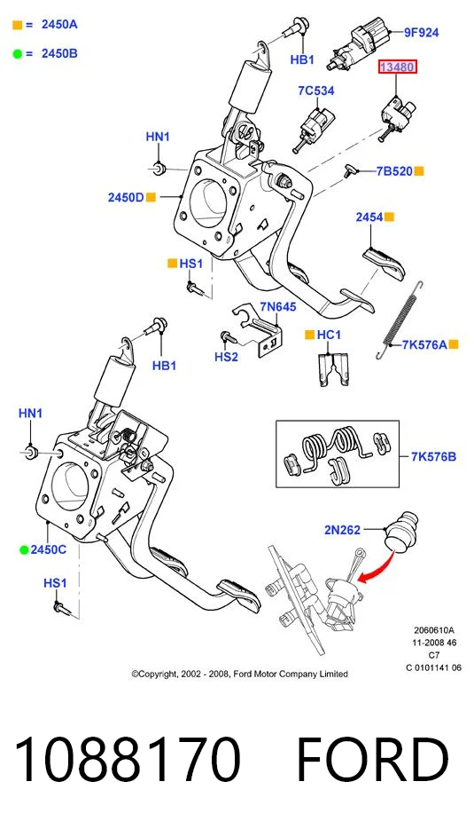 Czujnik włącznika świała stop do Ford Connect TOURNEO PU2